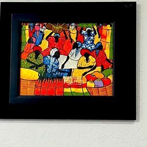 Jean Blanchard Babtise Renowned Haitian Artist Farmers Market Painting RARE